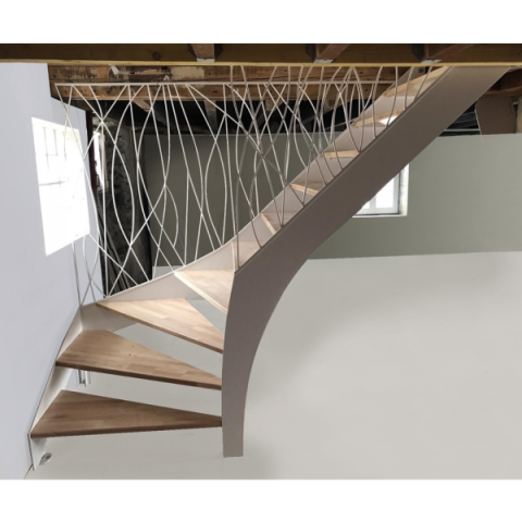 Escalier blanc bois et métal