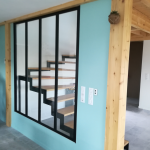 Escalier métal et bois - Garde corps métal aléatoire